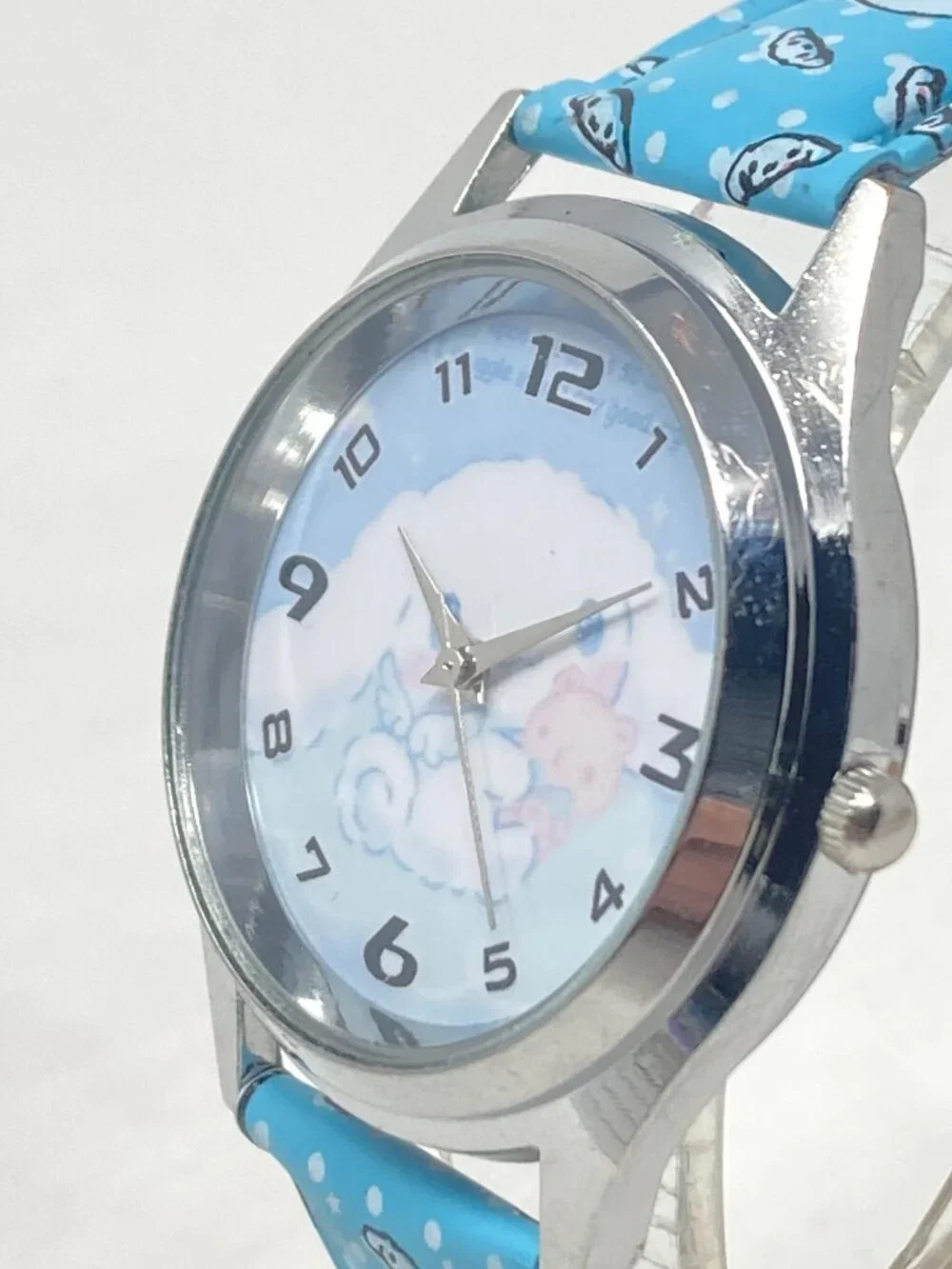 Cinnamoroll Womens Watch 36mm Silver Tone Sanrio Faux Leather New Battery 8.75
